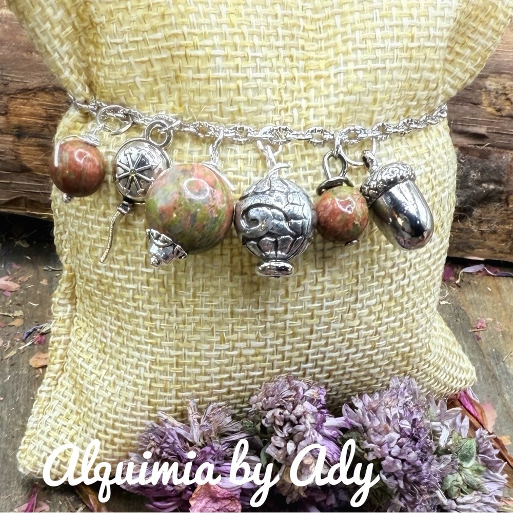 Alquimia Silver and Brown Charm Bracelet